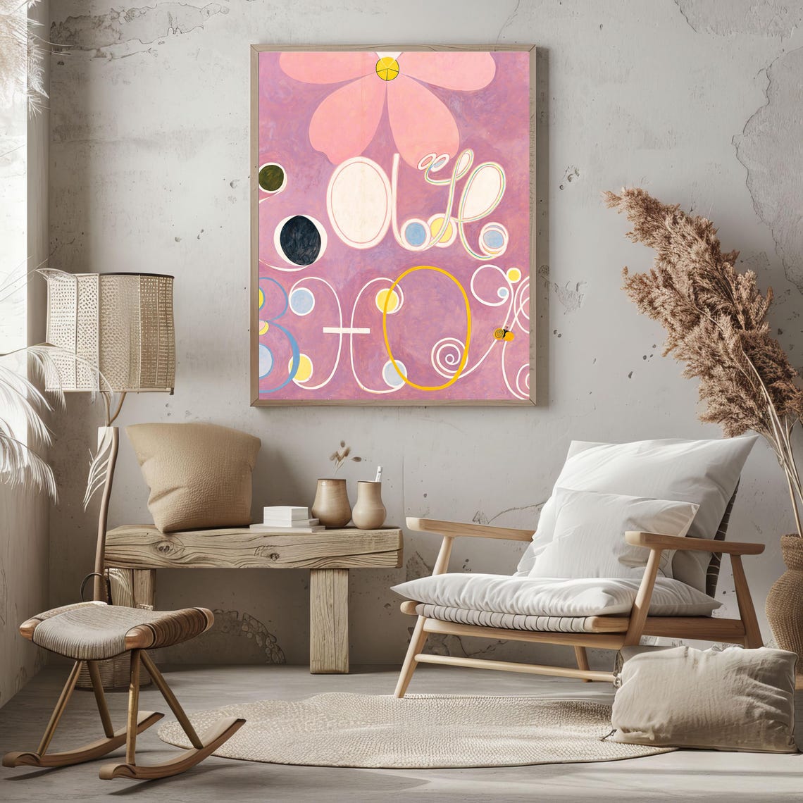 Hilma af Klint Pink Organic Script Abstract Vintage Wall Art Poster