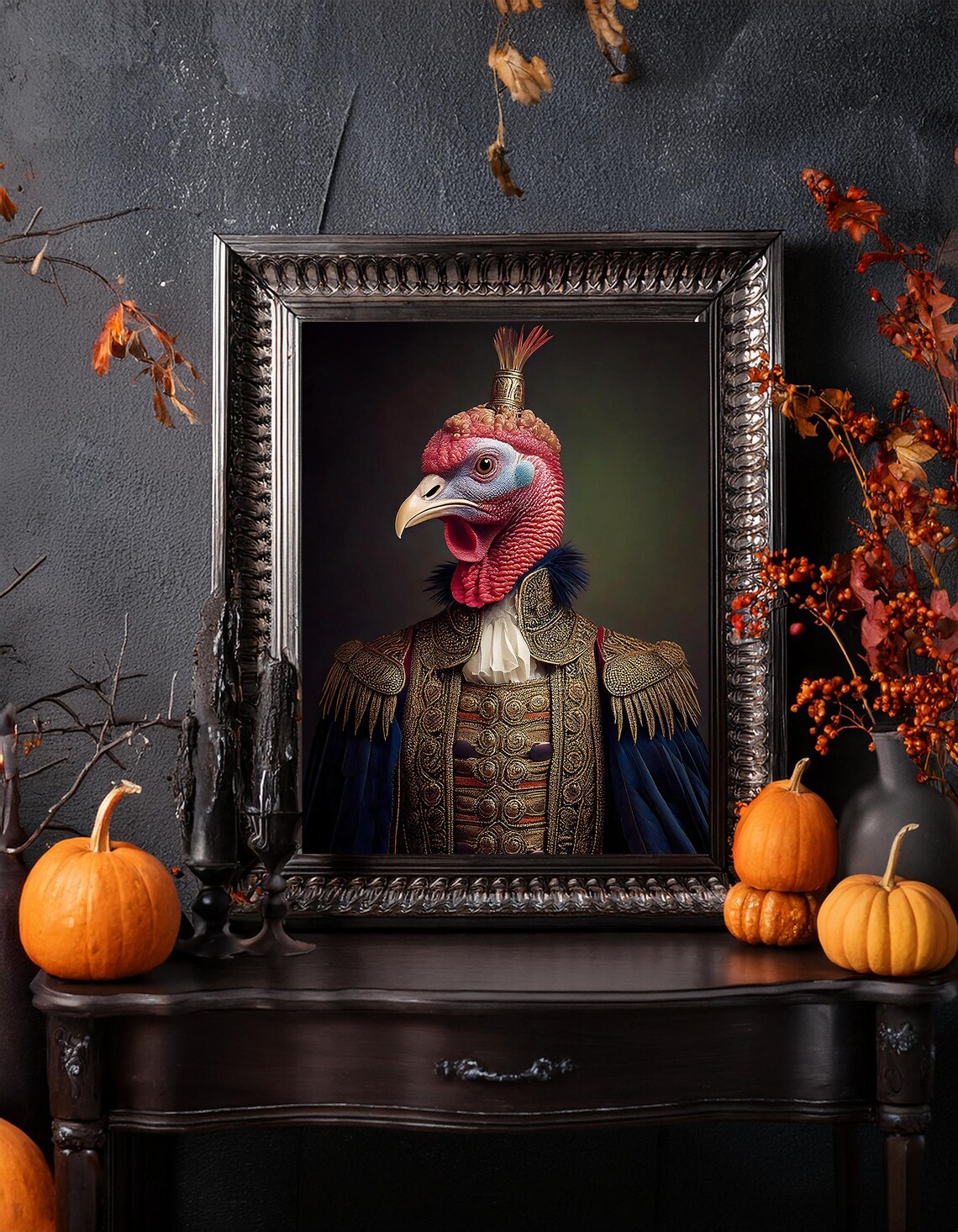 Turkey Portrait, Victorian Thanksgiving Christmas Print - Image 3