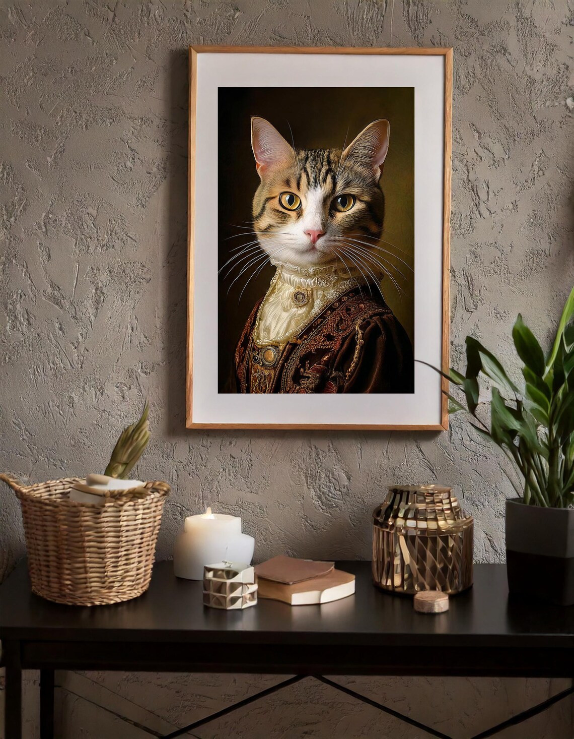 Victorian Cat Portrait Lady Tabby White Lace Dress Elegant Cat Wall Art Poster - Image 4