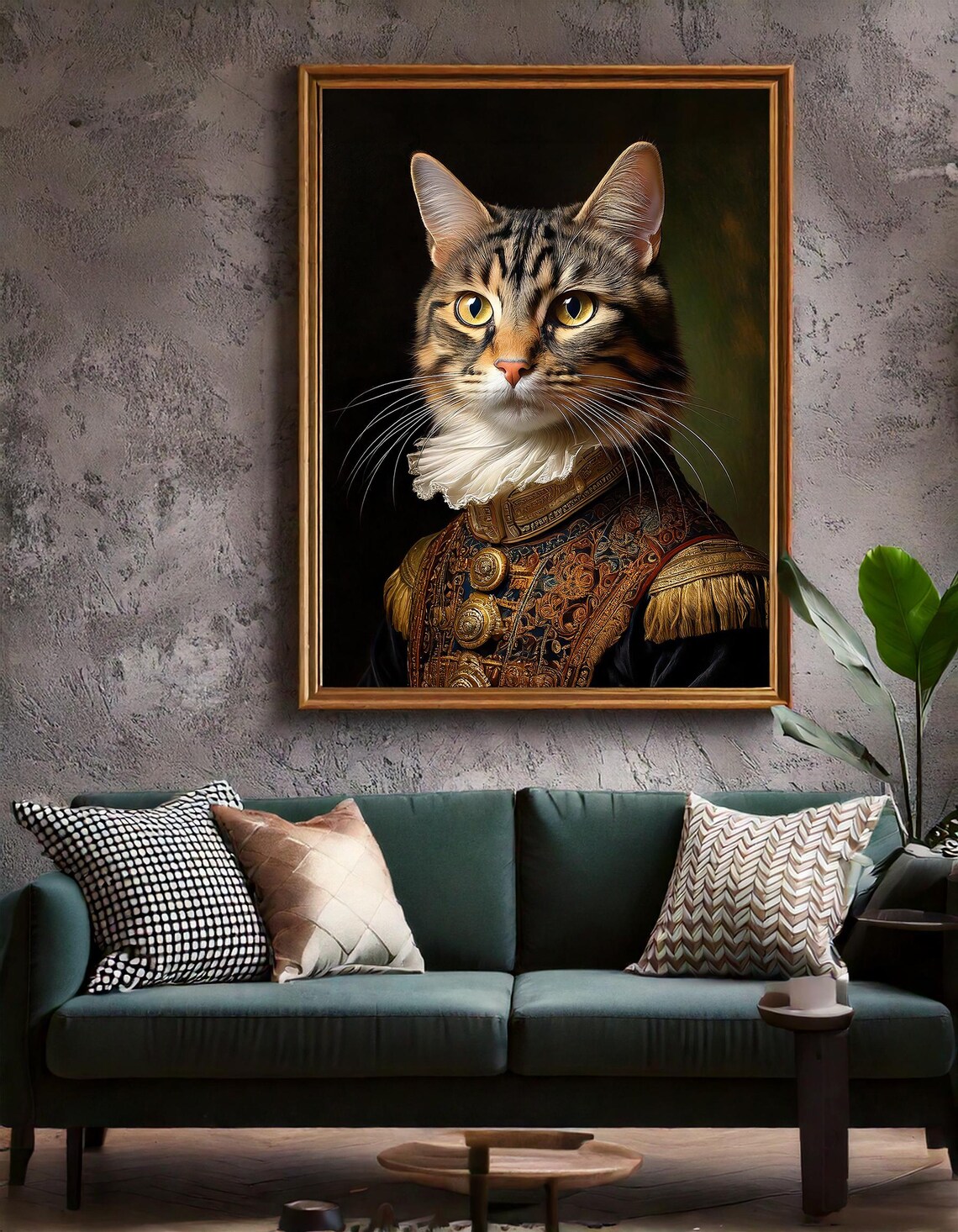 Victorian Cat Portrait Tabby Military Costume Regal Funny Cat Wall Art Poster - Image 3