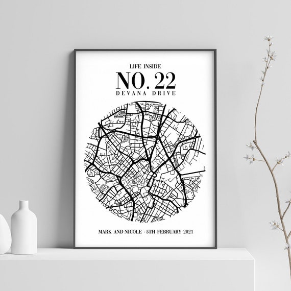 New Home Personalised Housewarming Map Art Print
