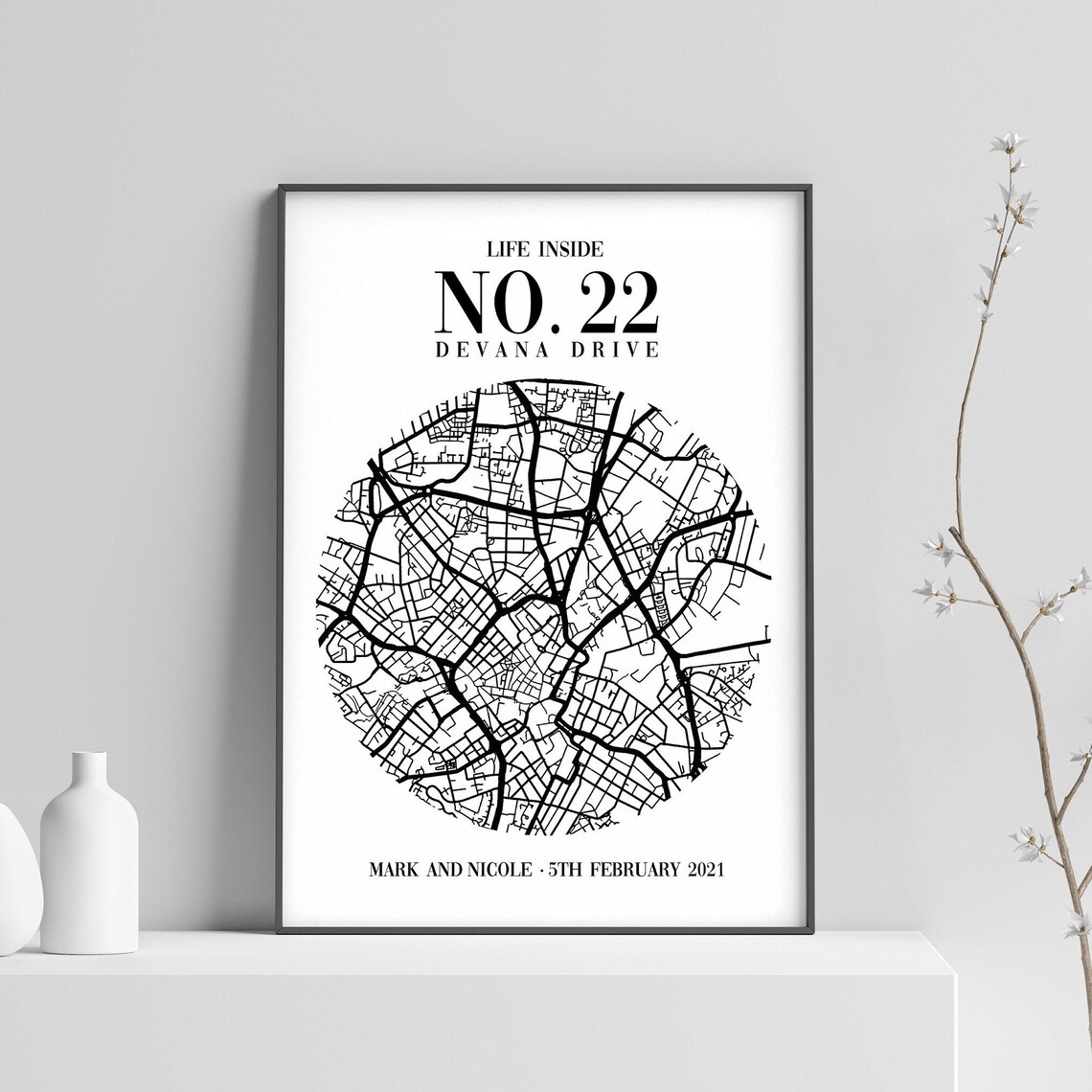 New Home Personalised Housewarming Map Art Print