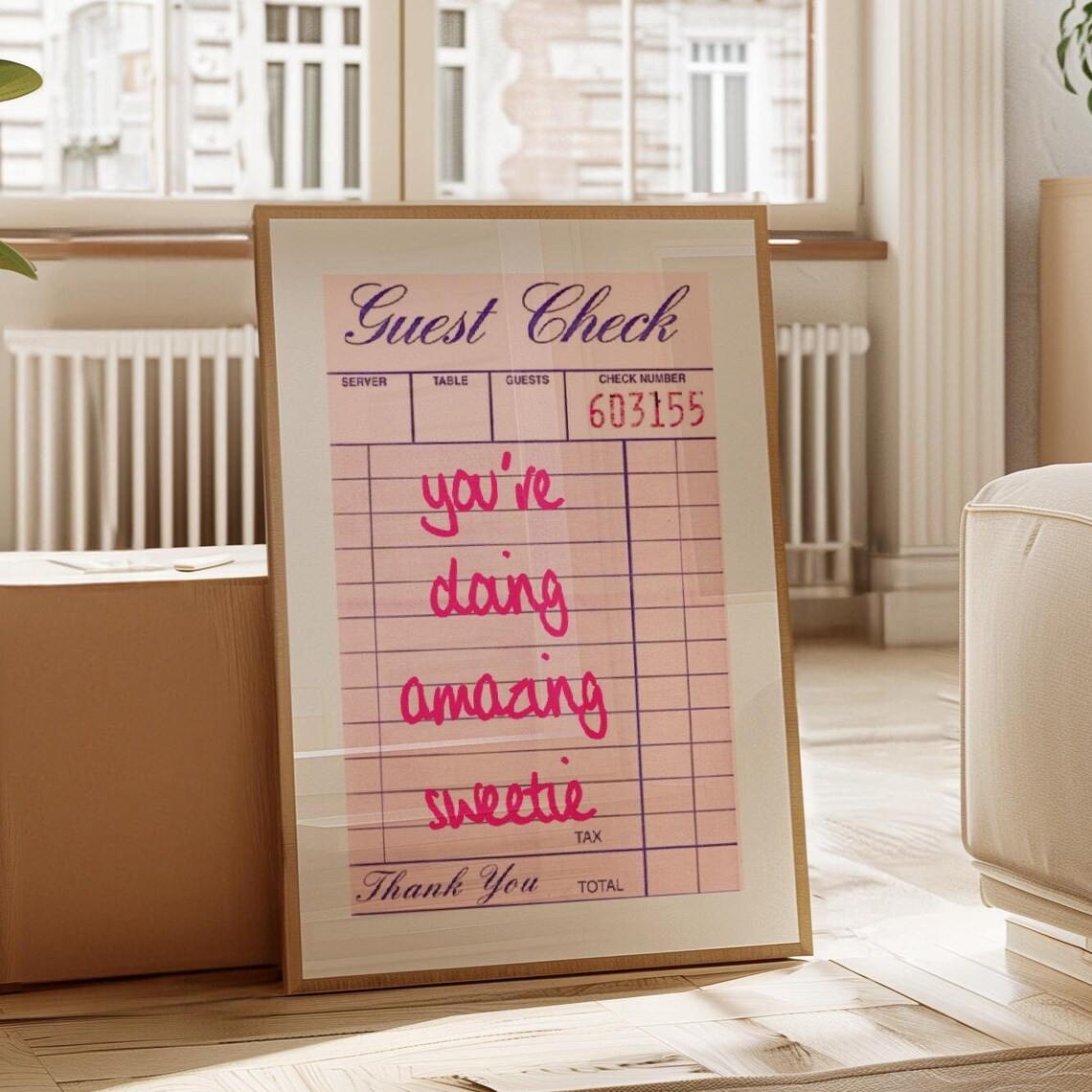 Youre Doing Amazing Sweetie Guest Check Pink Script Quote Poster