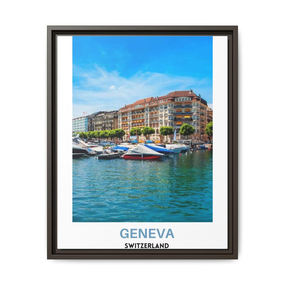 Geneva Lake Harbor Sailboats Waterfront Switzerland City View Poster