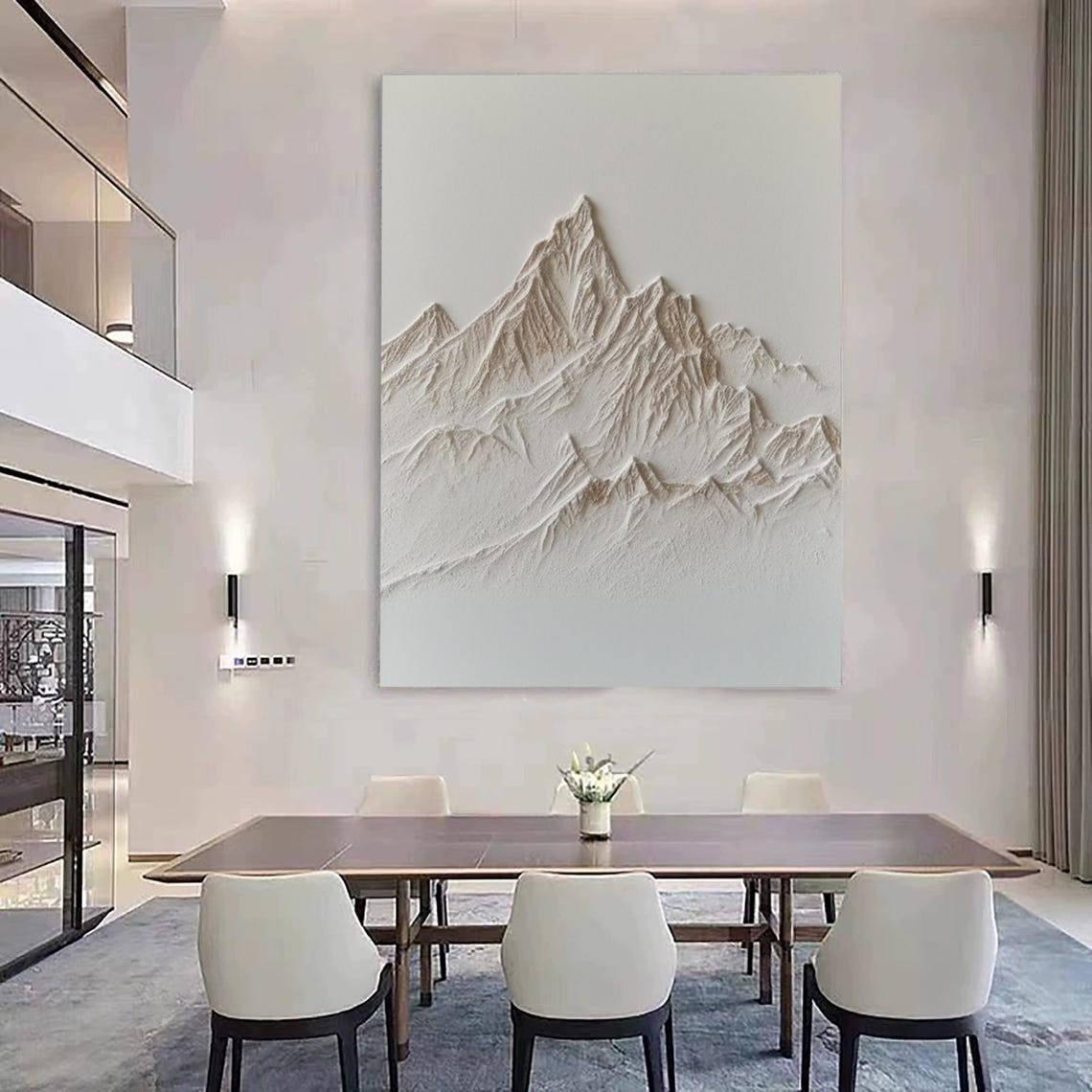 Original White Brown Texture Wall Painting Large White 3d Texture Mountain Original White Mountain White Mountain Painting Home Decoration - Image 2