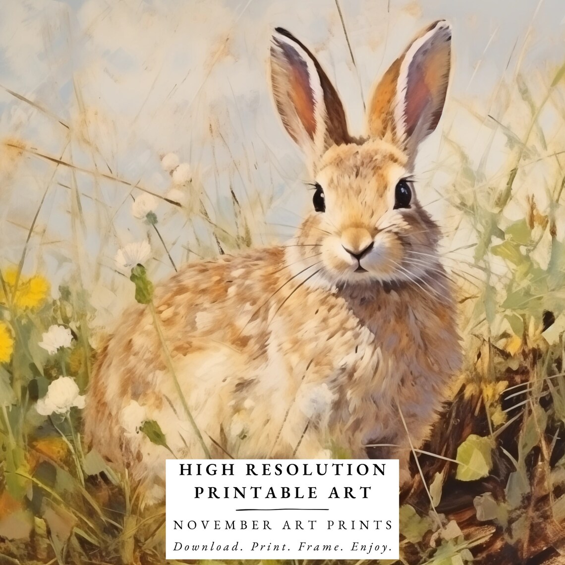 Rabbit In Spring Meadow Oil Painting, Nursery Art - Image 6