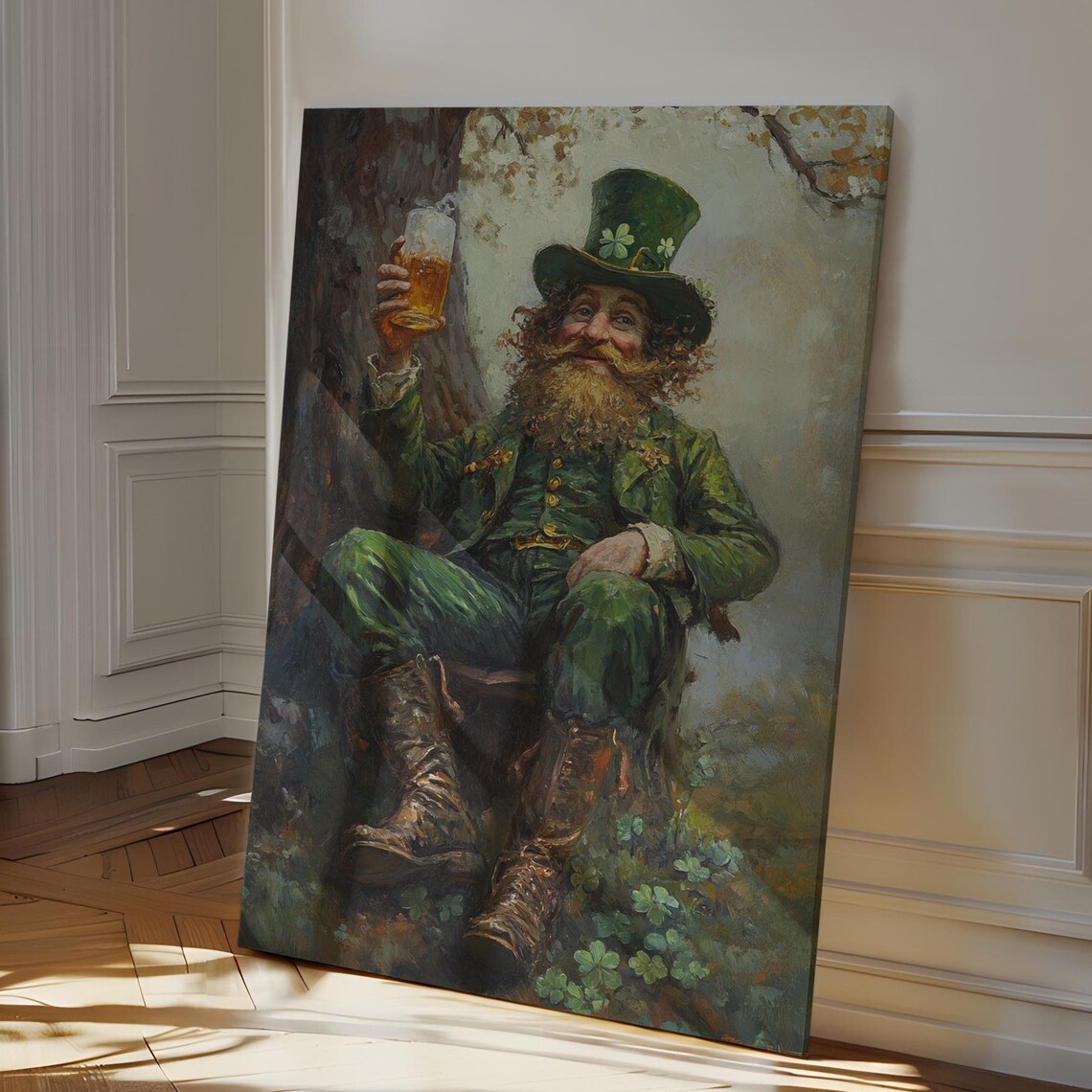 Jolly Leprechaun Raising A Toast Wall Art Print