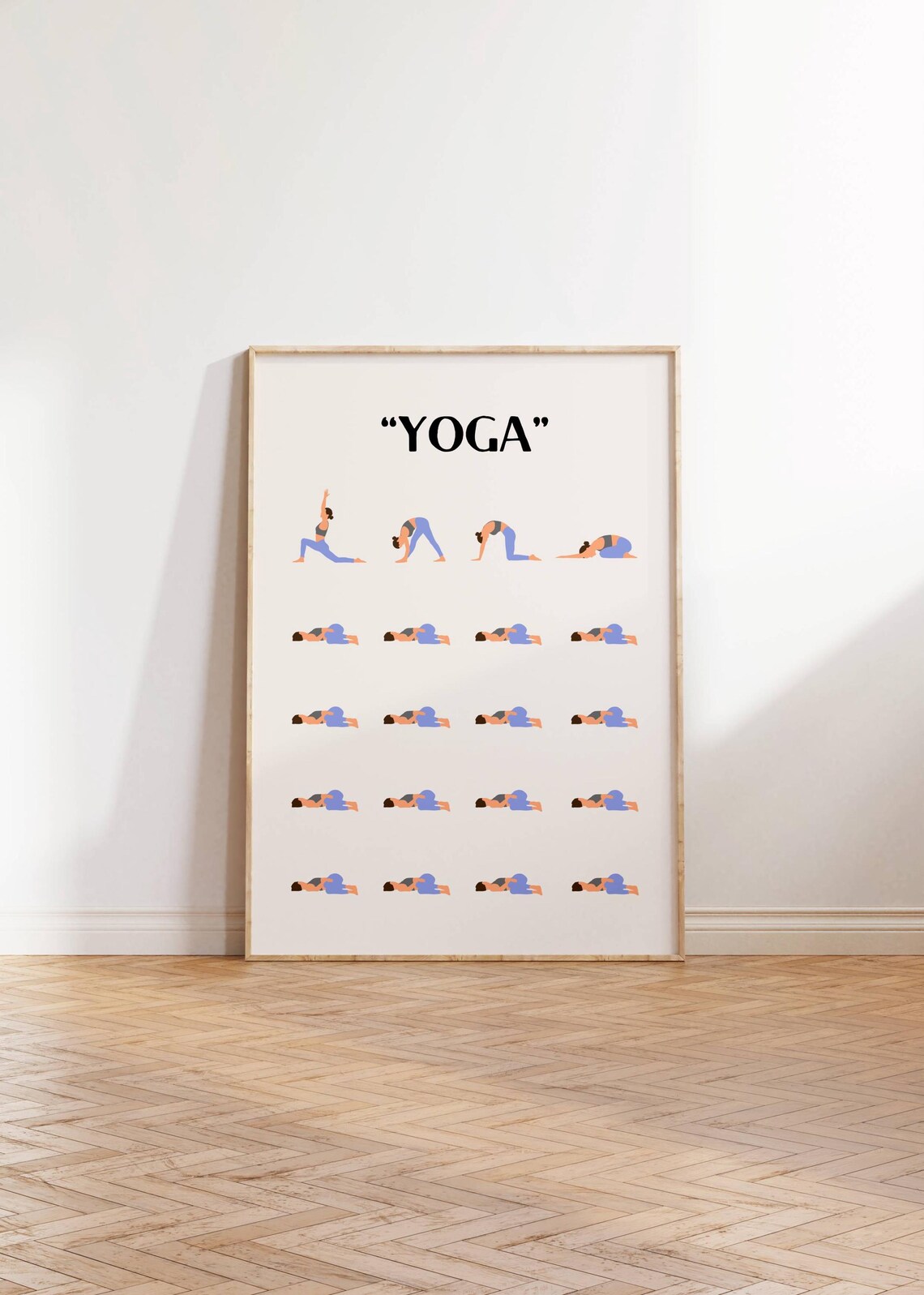 Lazy Yoga Funny Illustrated Yoga Pose Chart Modern Minimalist Humor Poster - Image 2