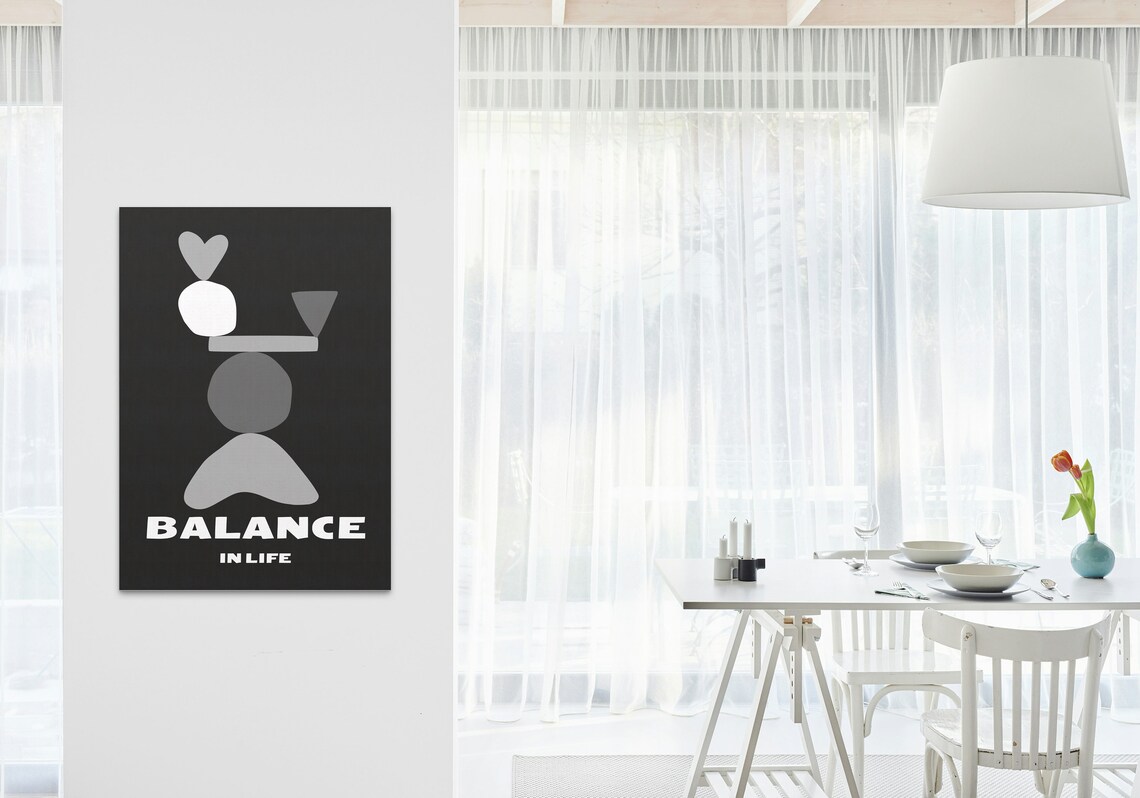 Balance in Life Abstract Shapes Black Background Modern Minimal Poster - Image 3