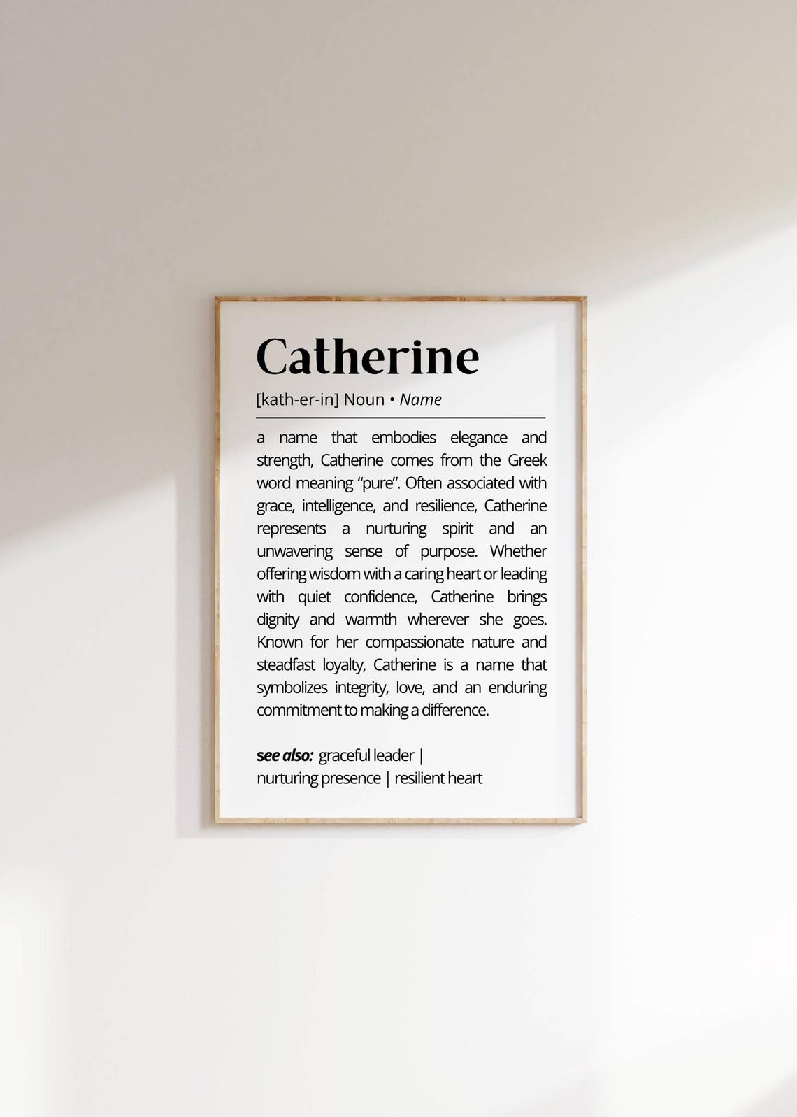 Catherine Name Definition Wall Art Personalized Elegant Print Name Meaning Decor Minimalist Gift For Her Typography As Name Art Poster
