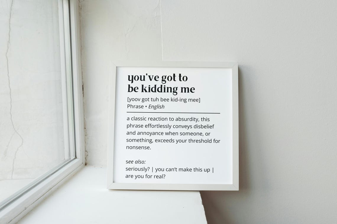 Youve Got To Be Kidding Me Funny Witty Phrase Definition Poster - Image 2