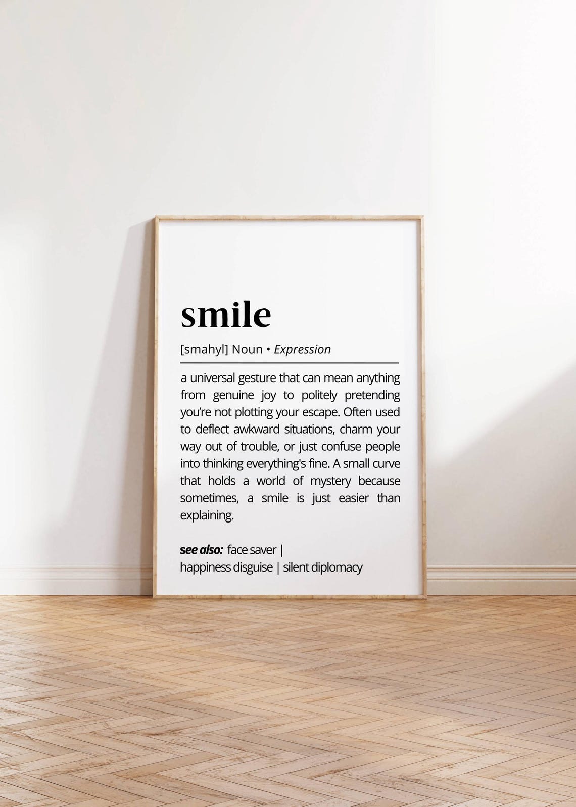 Smile Definition Inspirational Typography Minimalist Happy Print - Image 2