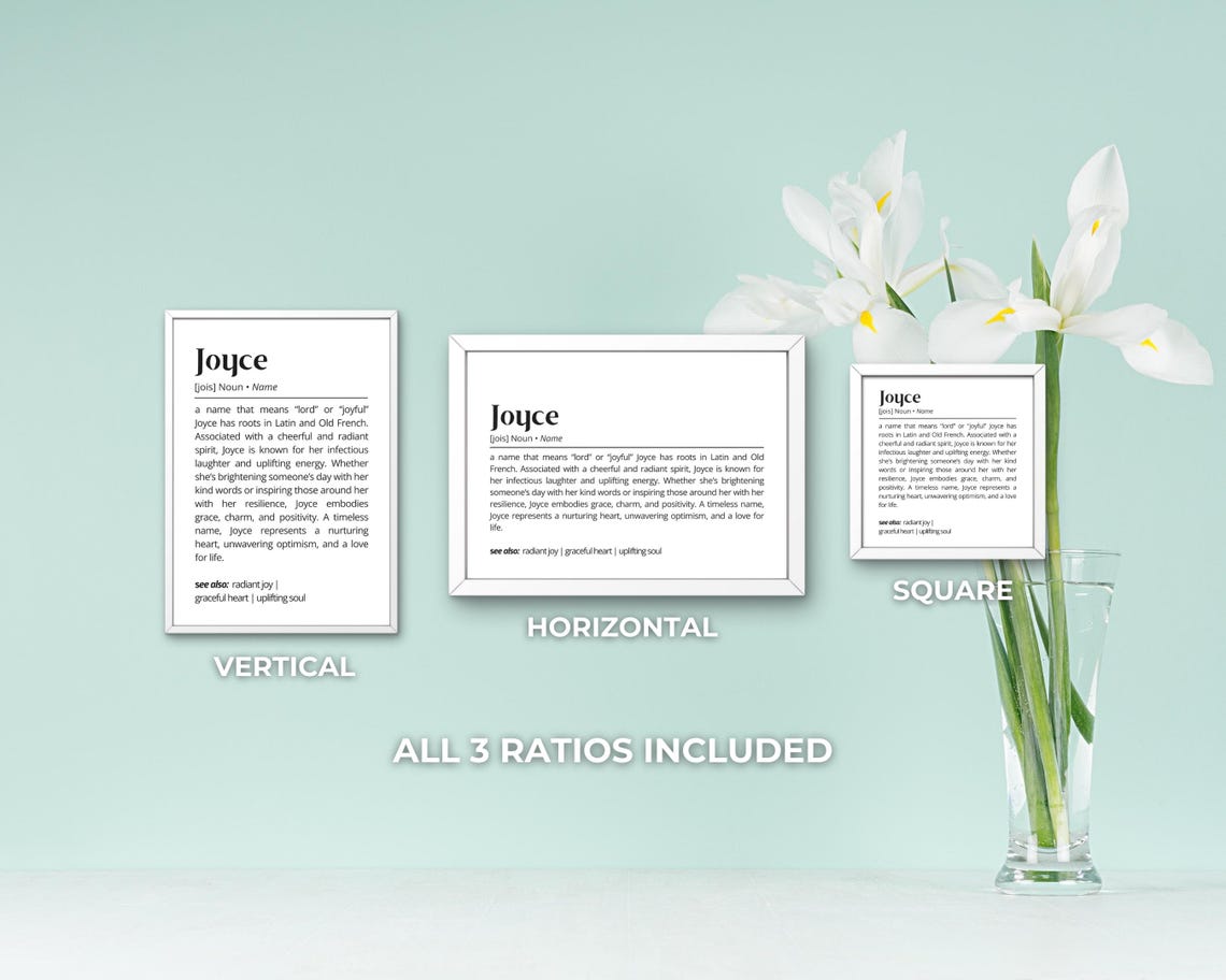 Joyce Name Definition Wall Art Personalized Name Gift Inspirational Unique Gift Idea Uplifting Home Name Poster Modern Typography - Image 3