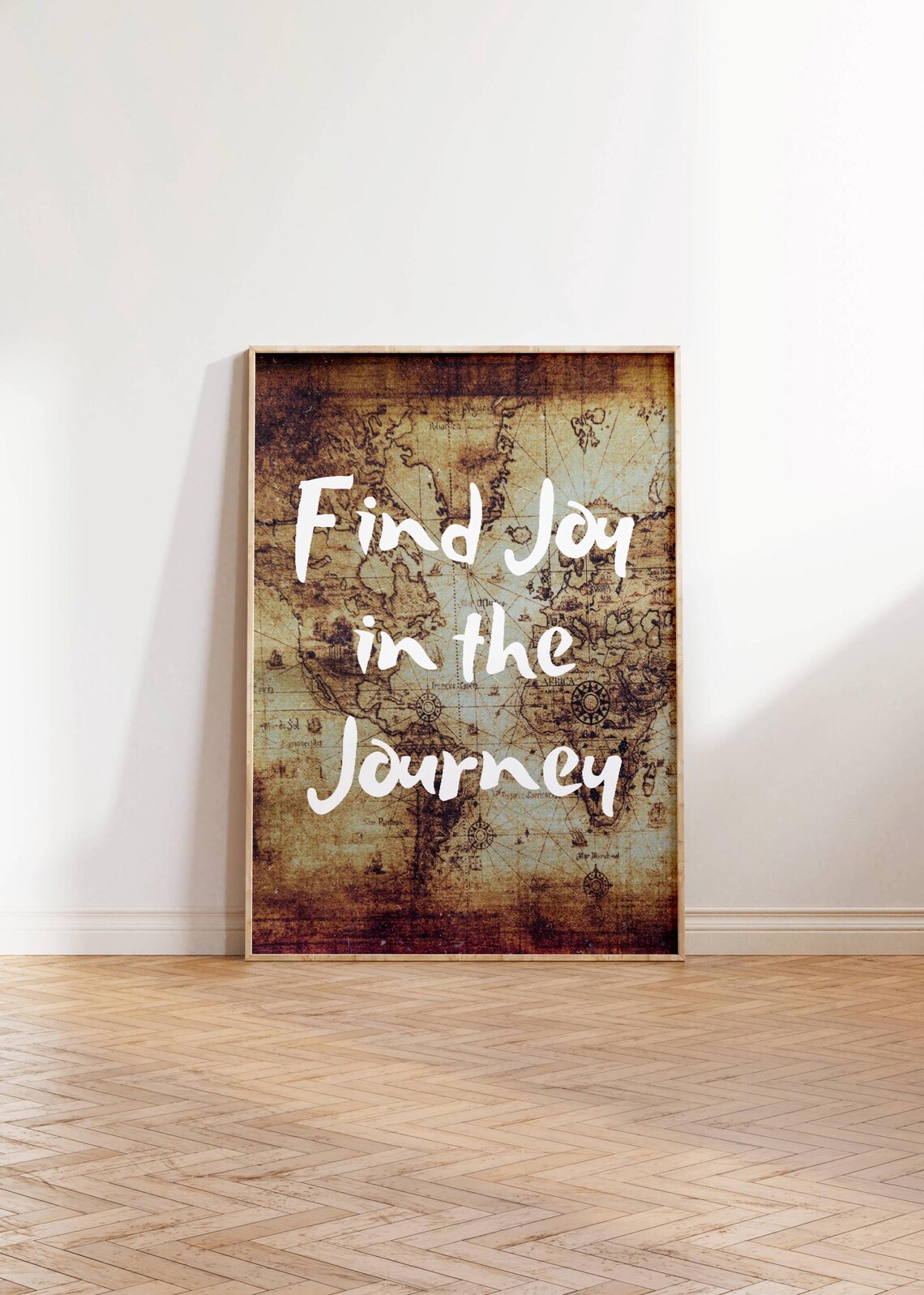 Find Joy In The Journey Quote Vintage World Map Travel Poster - Image 3