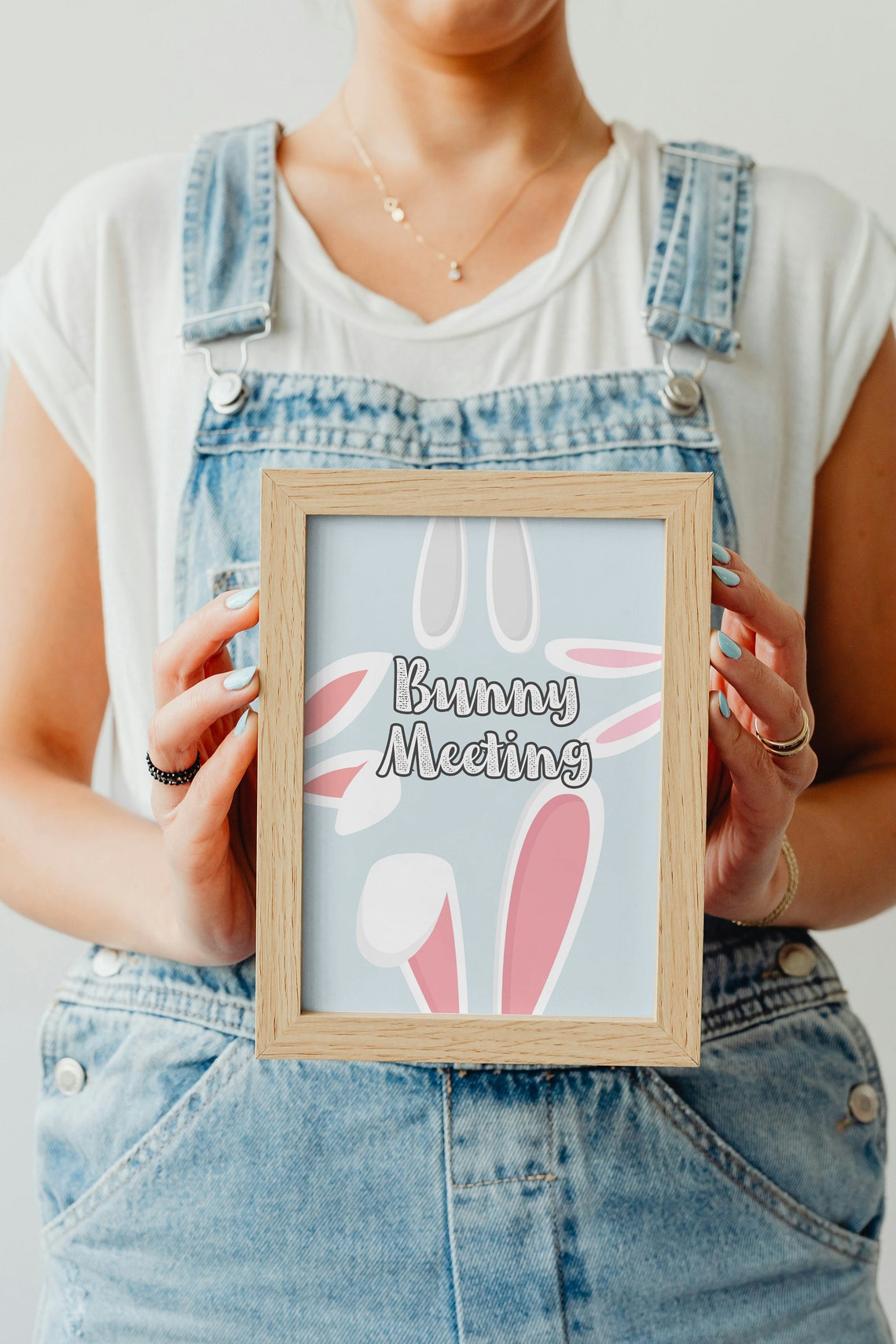 Bunny Meeting Text Cute Bunny Ears Easter Spring Wall Poster - Image 2
