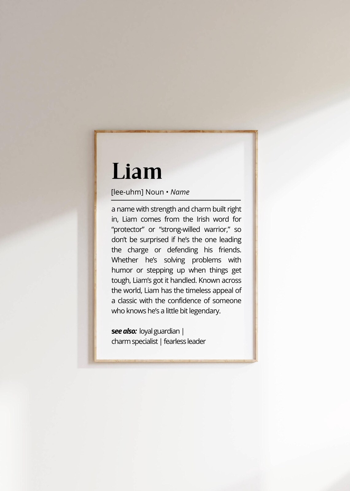 Liam Name Definition Nursery Decor Art Print