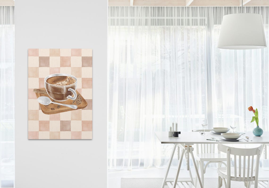 Black Coffee And Cinnamon Watercolor Print Rustic Kitchen Cafe Decor - Image 2