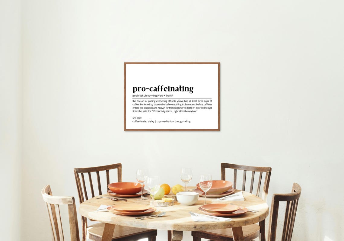 Pro Caffeinating Definition Wall Art Funny Coffee Lover Humor Office Decor Gift For Caffeine Addicts Poster - Image 2