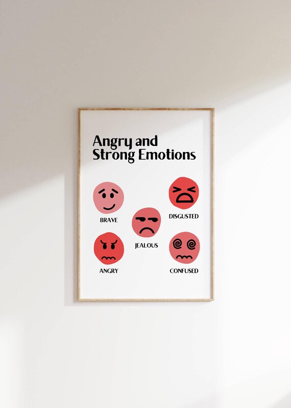 Angry And Strong Emotions Chart Classroom Kids Feelings Poster