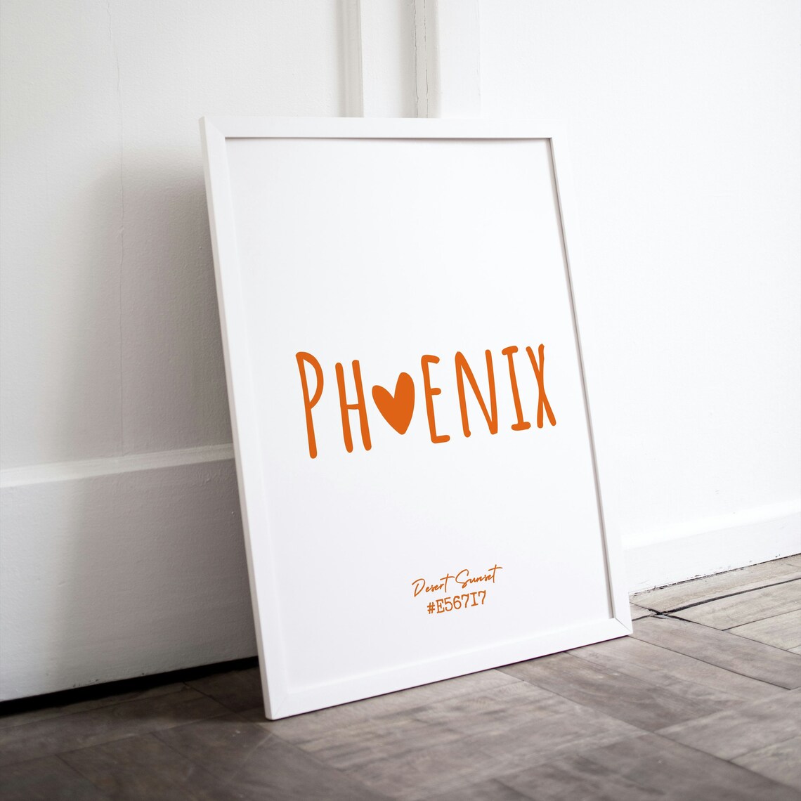 Phoenix Desert Sunset Heart Typography Minimalist City Decor Poster