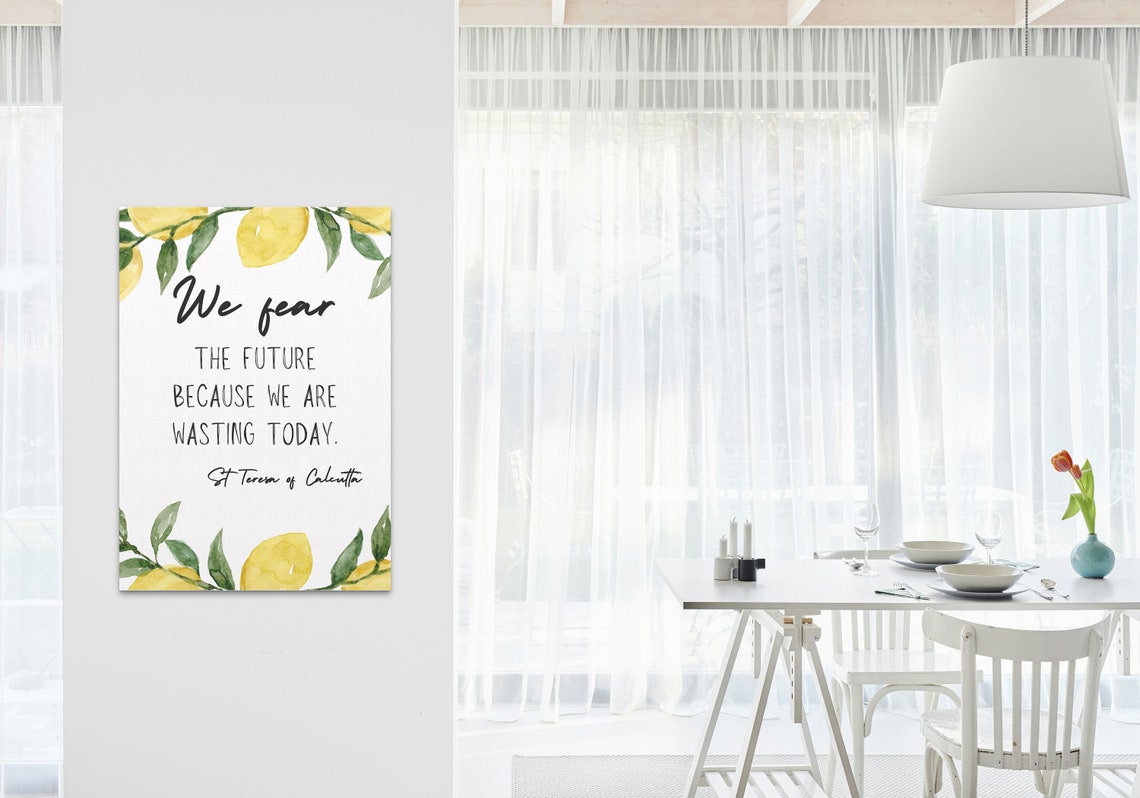 We Fear The Future Because We Waste Today St Teresa Lemon Quote Poster - Image 3