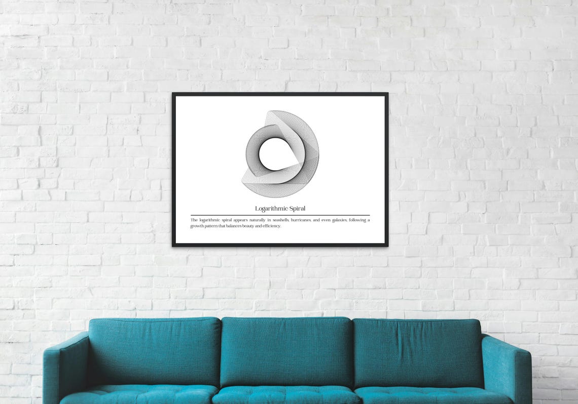 Logarithmic Spiral Parametric Line Art Geometric Nature Math Poster - Image 2