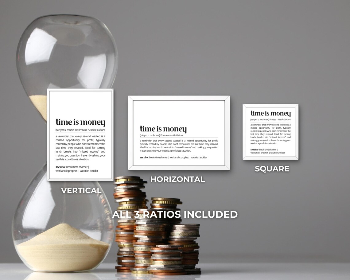 Time Is Money Definition Funny Hustle Culture Phrase Dictionary Poster - Image 3