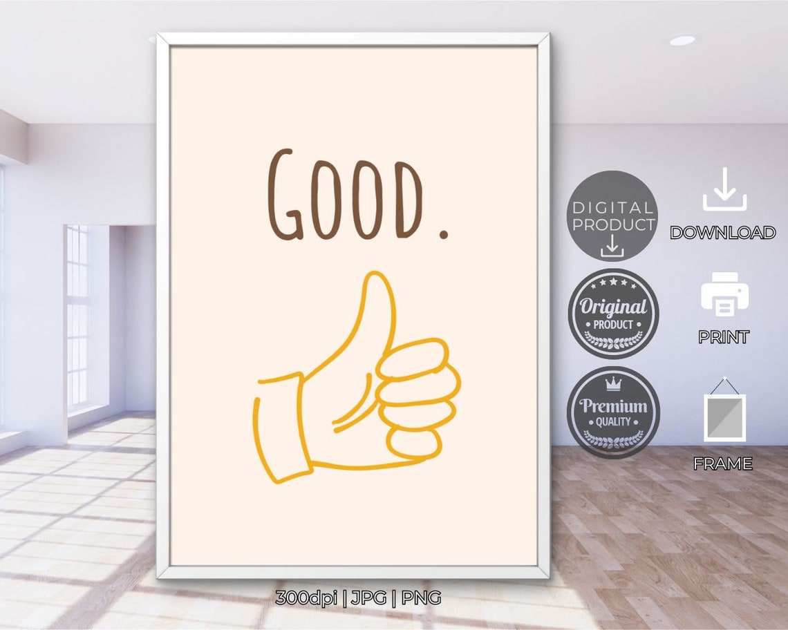 Good Thumbs Up Hand Gesture Cream Retro Positive Approval Poster