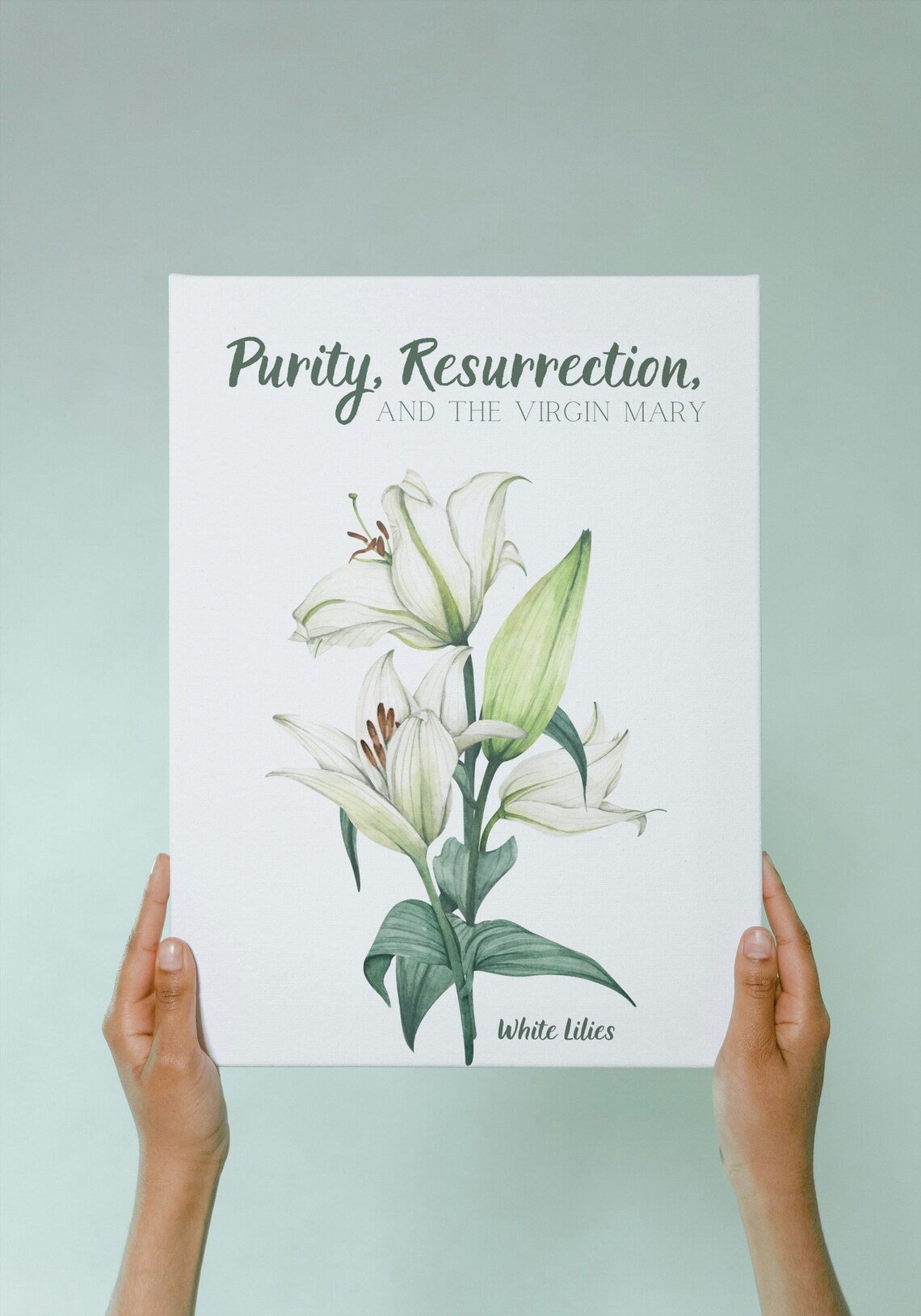 Purity Resurrection Virgin Mary White Lily Watercolor Faith Poster - Image 2