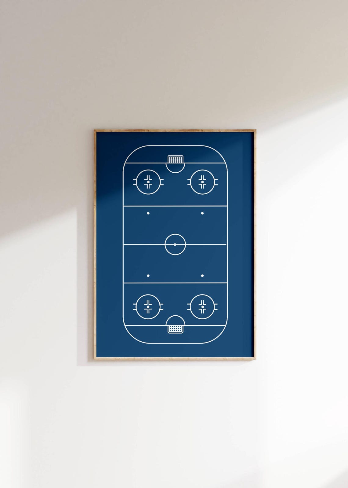 Hockey Rink Wall Art Modern Sports Decor Minimalist Print For Kids Room Nursery Or Man Cave Navy Blue Ice Hockey Poster Sports Lover Gift