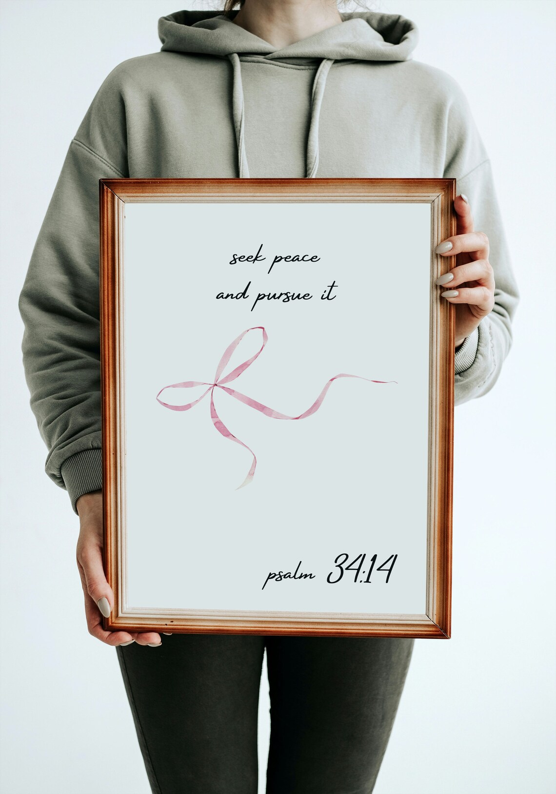 Seek Peace And Pursue It Psalm 34 14 Pink Ribbon Faith Poster - Image 3