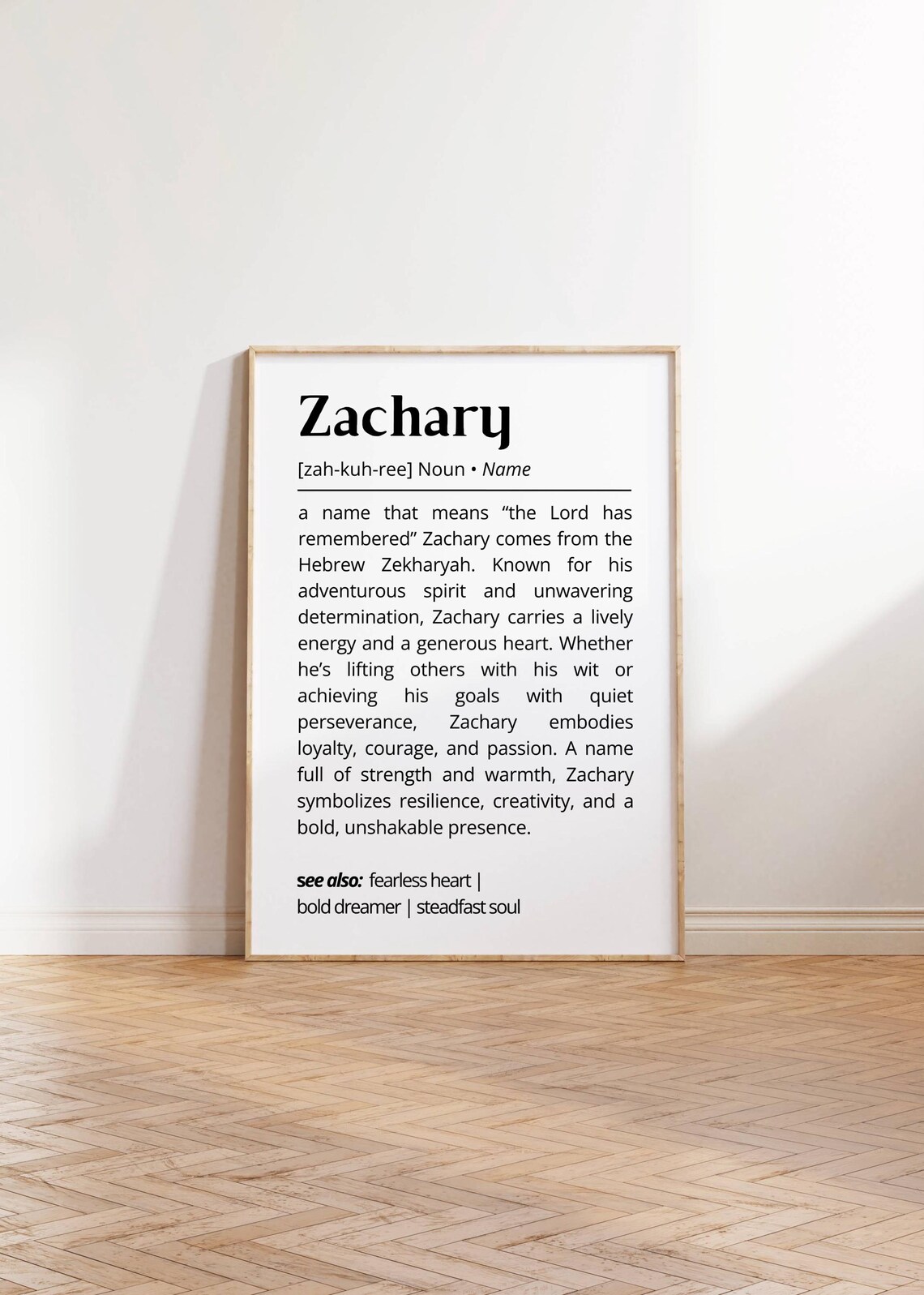 Zachary Name Definition Personalized Typography Art Print - Image 2