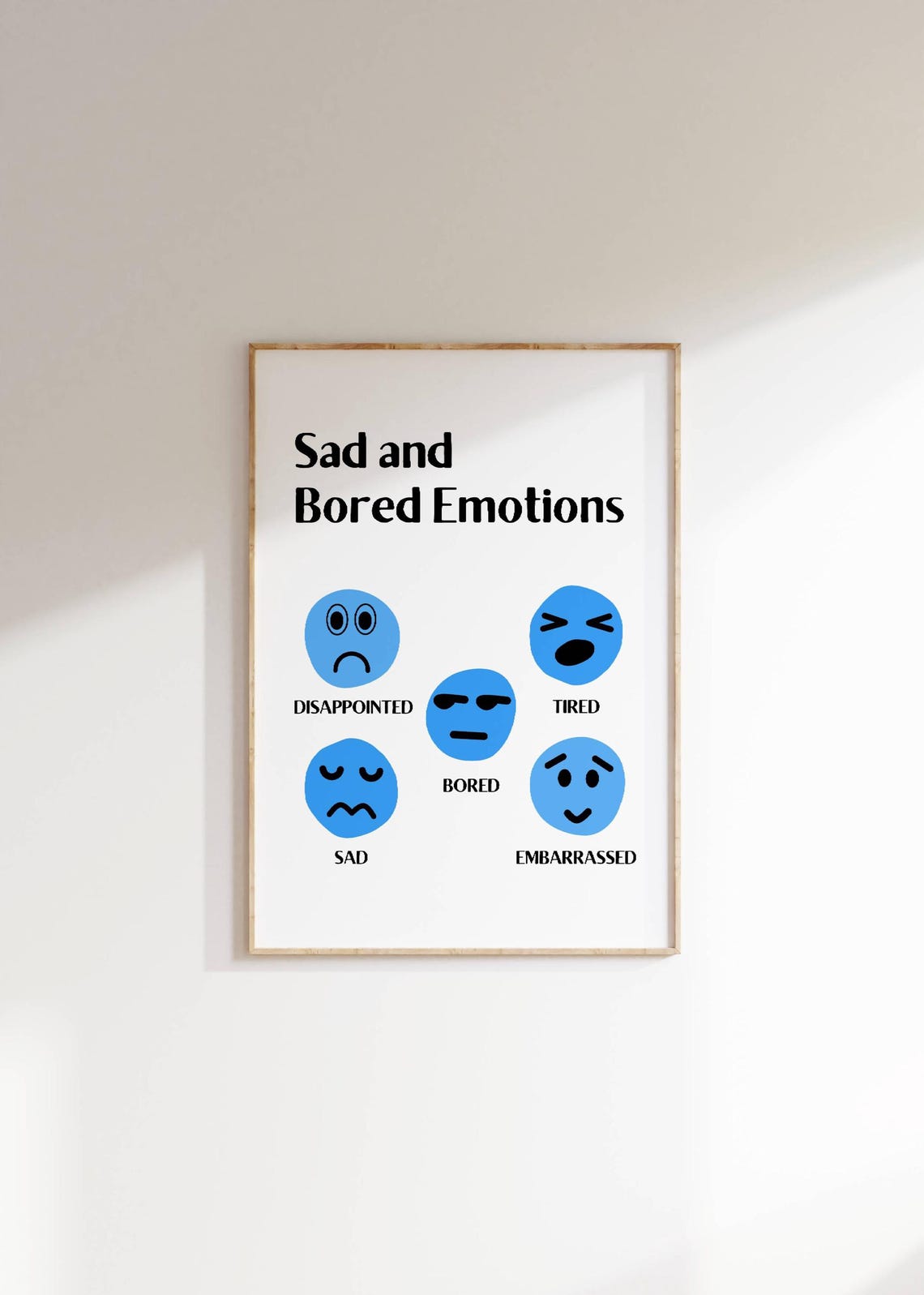 Sad And Bored Blue Emotions Chart Classroom Kids Feelings Poster