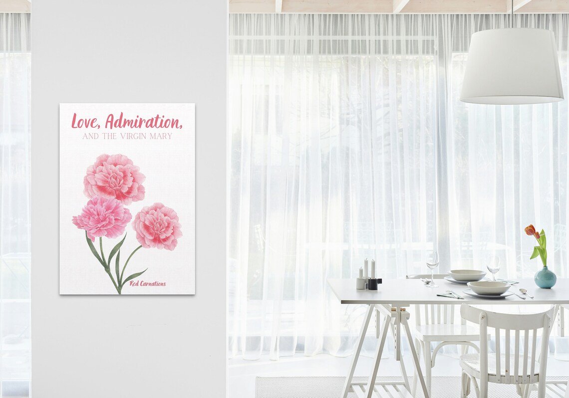 Love Admiration Virgin Mary Red Carnation Floral Watercolor Poster - Image 3