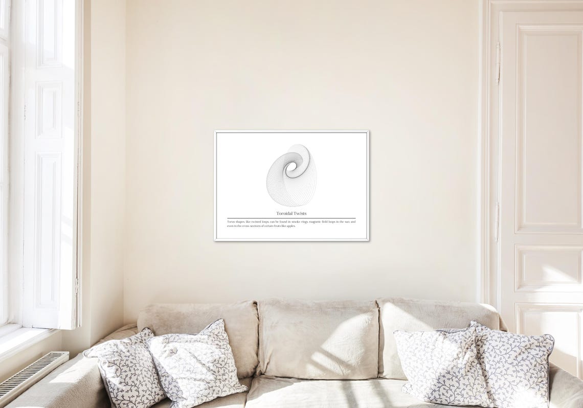 Toroidal Twists Parametric Torus Wireframe Minimalist Art Decor Poster - Image 3