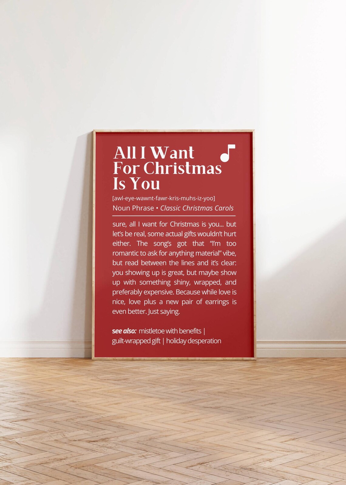 All I Want For Christmas Is You Funny Carol Definition Red Poster - Image 2