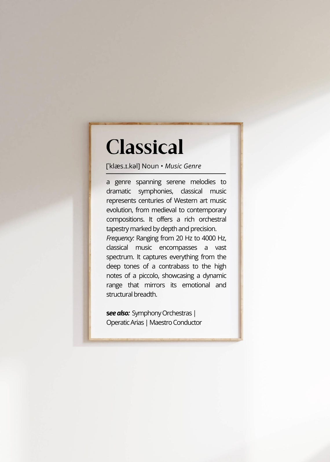 Classical Music Genre Definition Minimalist Typography Gift Poster