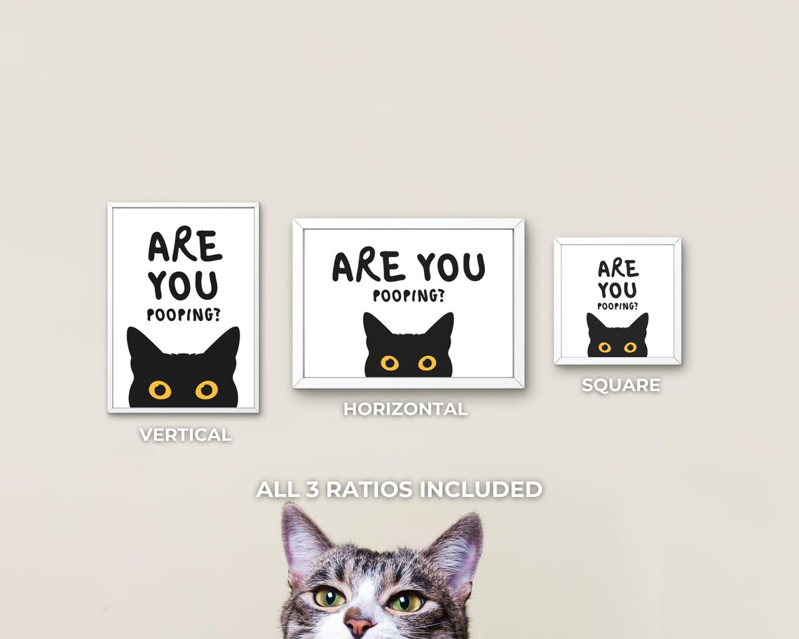 Are You Pooping? Funny Cat Bathroom Wall Art - Image 3