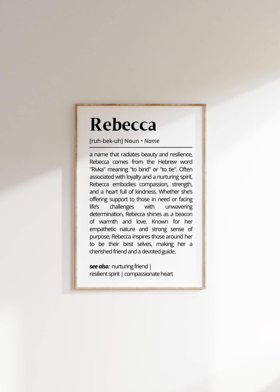 Rebecca Name Definition Minimalist Typography Art Print