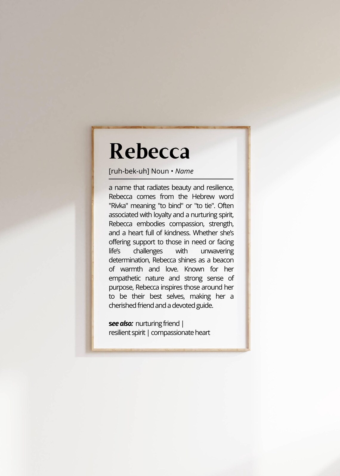 Rebecca Name Definition Minimalist Typography Art Print