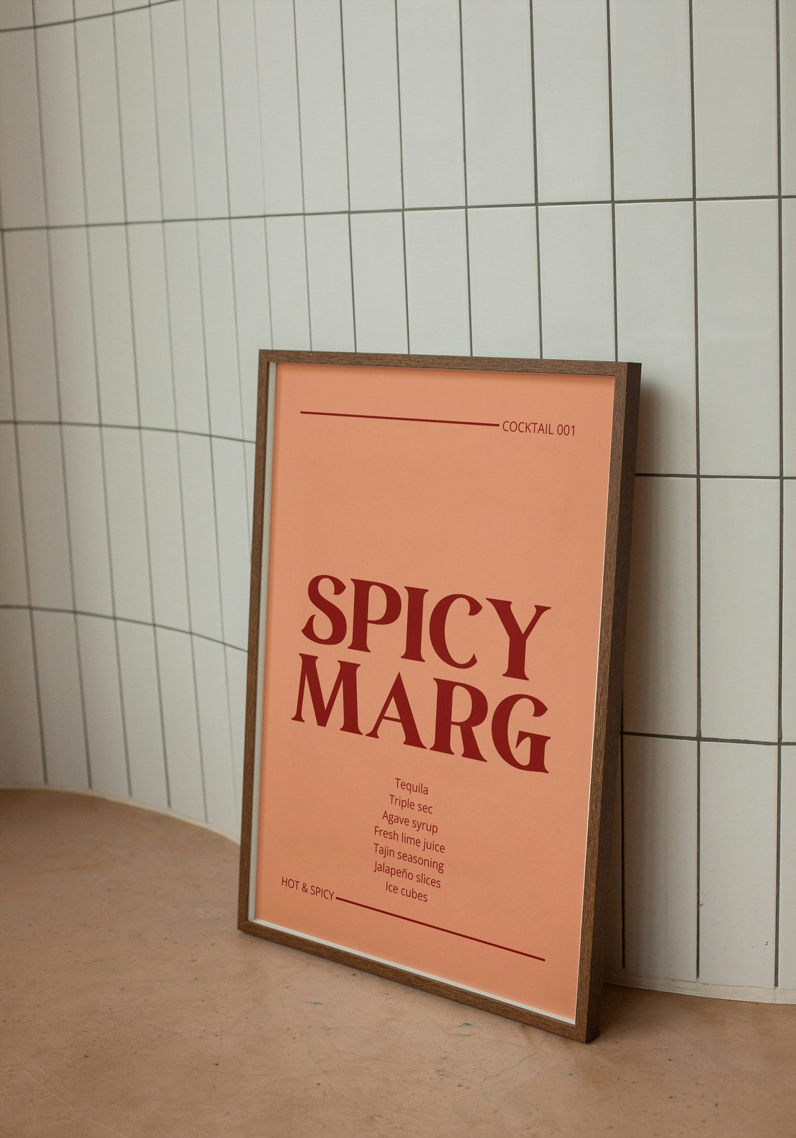 Spicy Marg Margarita Recipe Coral Orange Hot Spicy Kitchen Bar Poster - Image 2