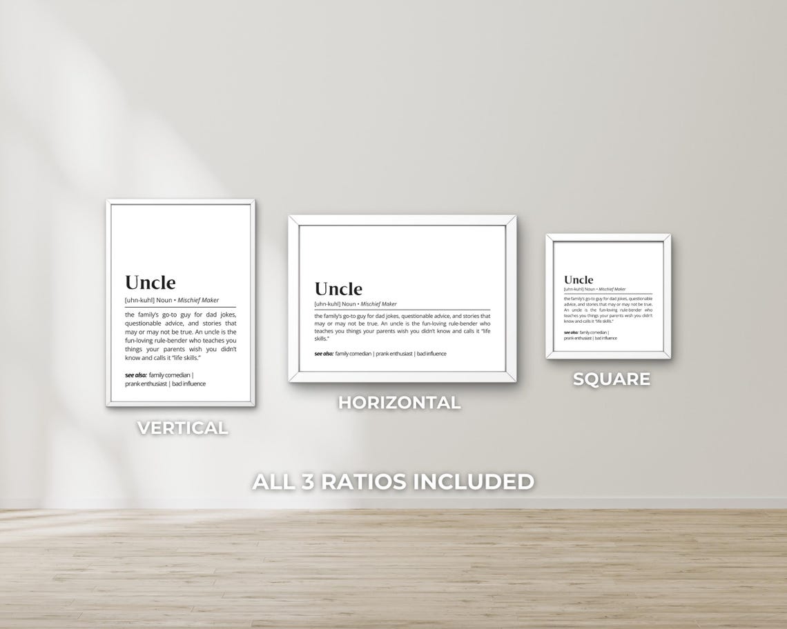 Uncle Definition Wall Art Warm Funny Poster Personalized Gift For Uncles Humorous Minimalist Family Present Typography Art Decor - Image 3