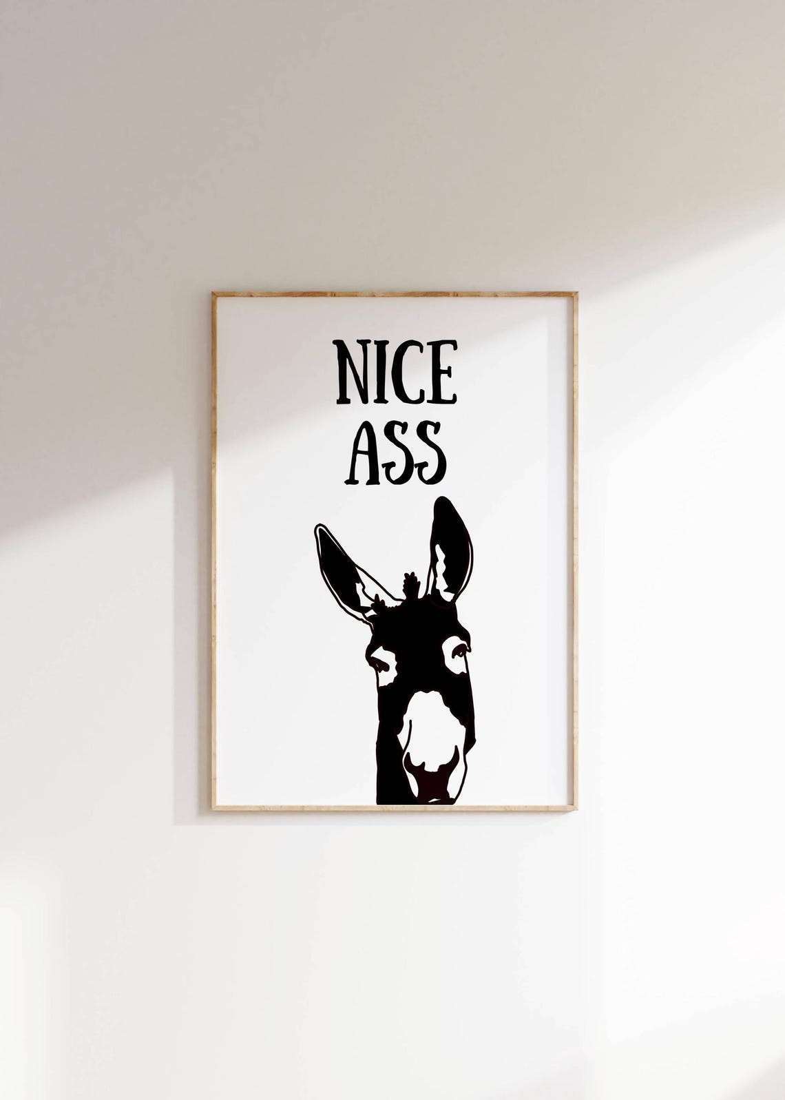 Nice Ass Funny Donkey Silhouette Bathroom Humor Minimalist Poster