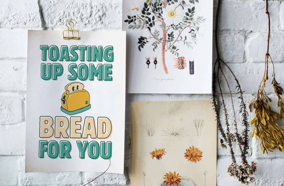 Toasting Up Some Bread for You Cute Toaster Kitchen Art Poster - Image 3