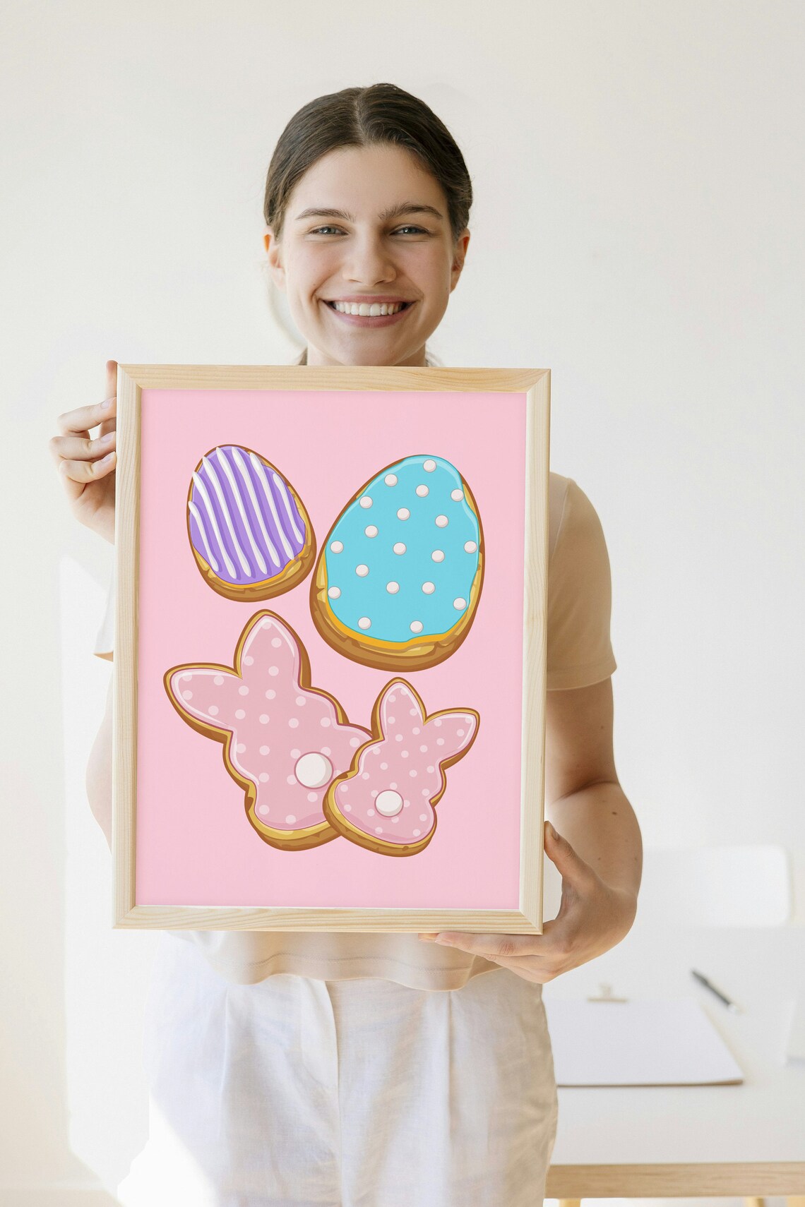 Easter Cookies Pink Iced Bunny Egg Treats Baking Wall Poster - Image 3