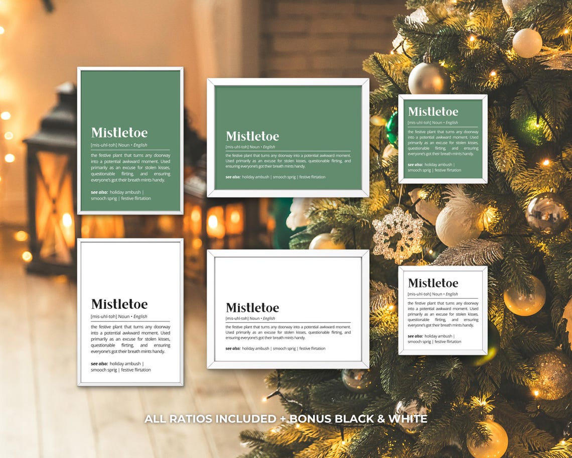 Mistletoe Definition Festive Kiss Plant Humor Dictionary Style Poster - Image 3