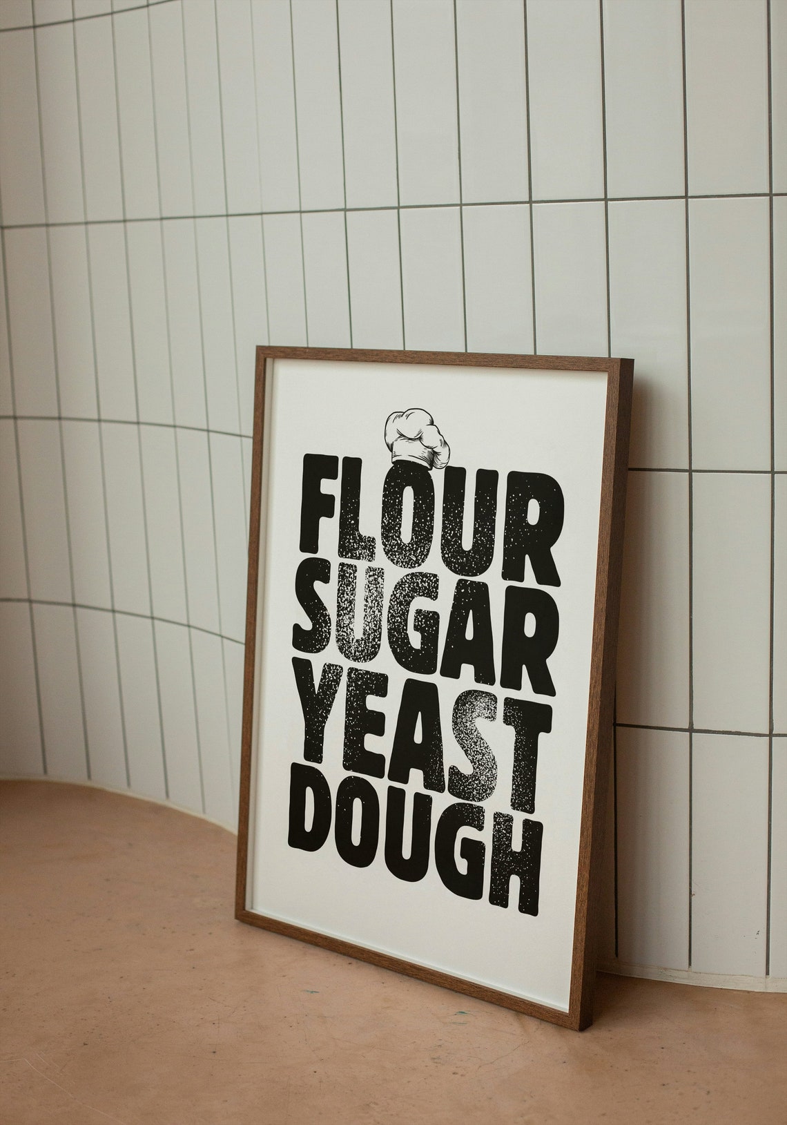 Flour Sugar Yeast Dough Bakery Kitchen Vintage Typography Poster