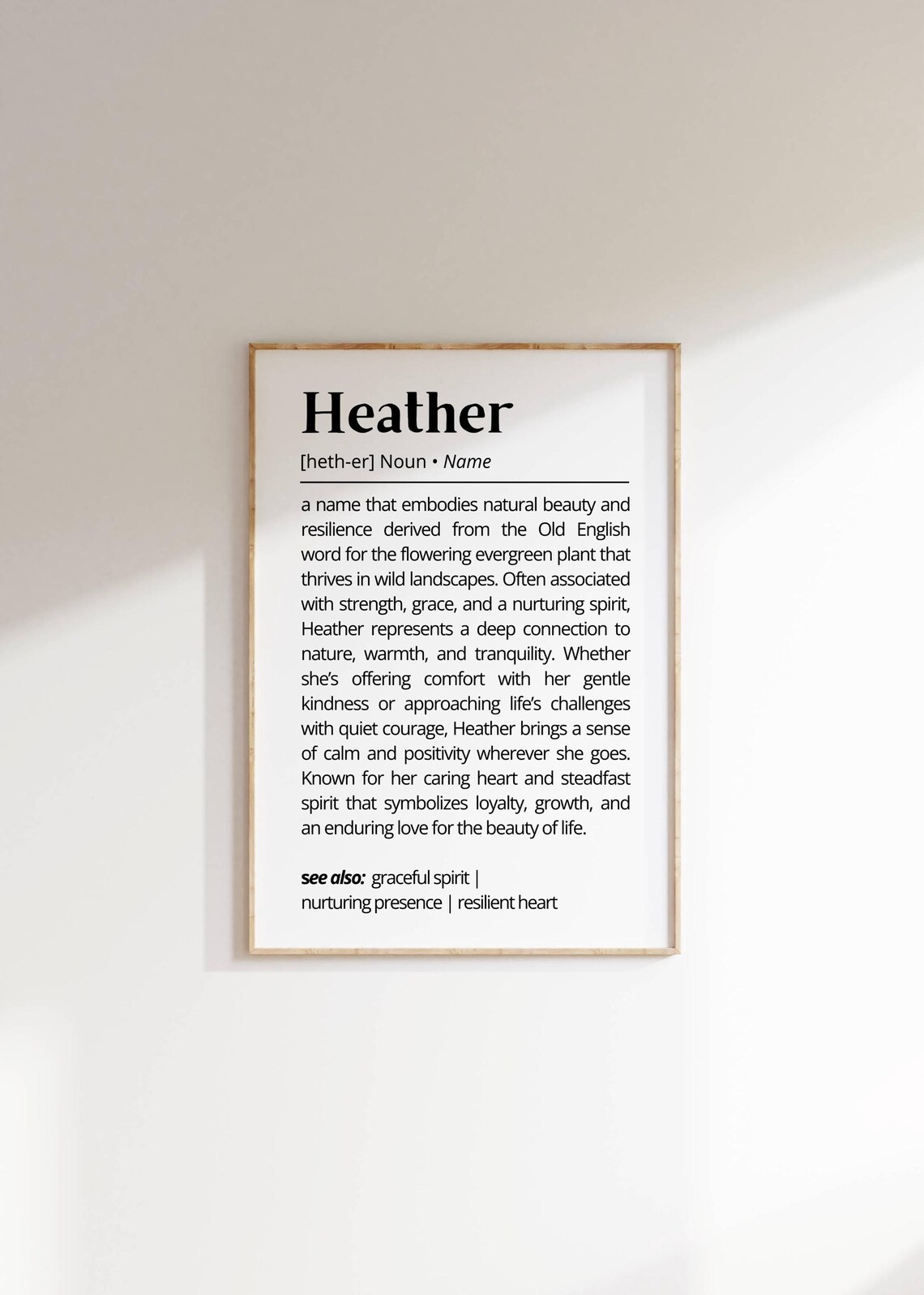Heather Personalized Name Definition Minimalist Art Print