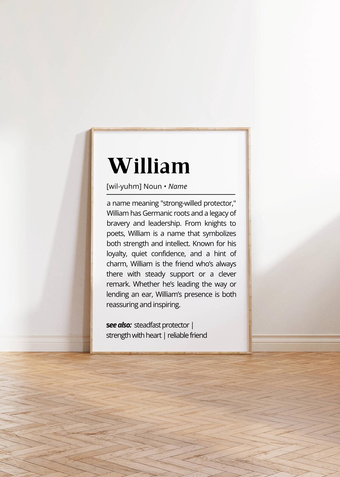 William Name Definition Personalized Minimalist Poster