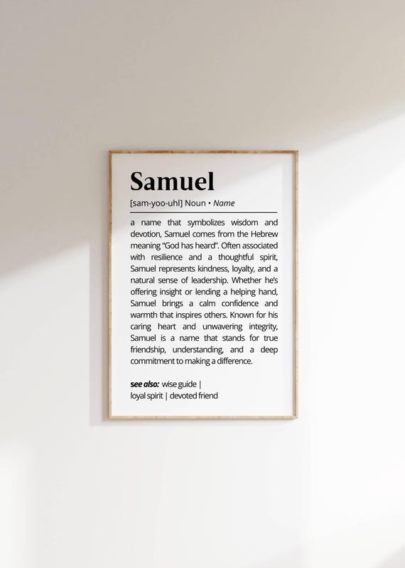Samuel Name Definition Minimalist Wall Art Print